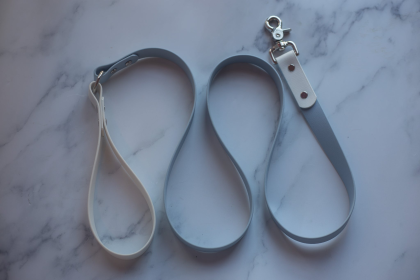 Biothane Leash - Two Toned - Style 2 (Color: Pastel Blue|White, size: 5 ft)