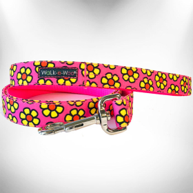Daisies Dog Leash (Color: yellow, size: REGULAR 1" width- 5' long)