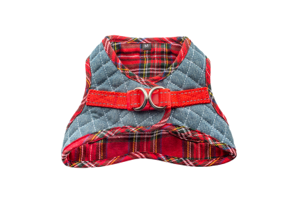 Step-In Denim Harness (Color: Denim & Red Plaid, size: medium)