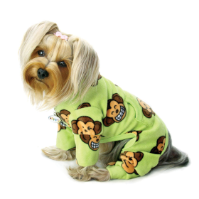 Silly Monkey Fleece Turtleneck Pajamas (Color: LIME, size: s)