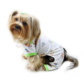 Knit Cotton Pajamas with Party Animals (Color: White, size: s)