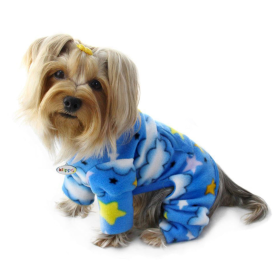 Stars and Clouds Fleece Turtleneck Pajamas (Color: Blue, size: l)