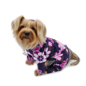 Midnight Garden Fleece Turtleneck Pajamas (Color: Violet, size: s)