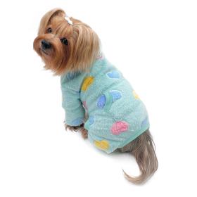 Ultra Plush Colorful Hearts Turtleneck Pajamas (Color: Blue, size: s)