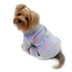 Ultra Plush Colorful Bones/Paws Turtleneck Pajamas (Color: Purple, size: s)