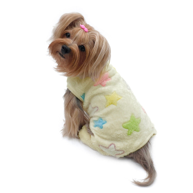 Ultra Plush Colorful Stars Front Sleeveless Pajamas (Color: yellow, size: l)