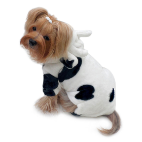 Ultra Plush Moo Cow Hooded Pajamas (Color: White, size: l)