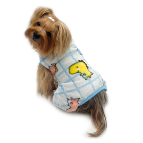 Ultra Plush Colorful Dinosaurs Front Sleeveless Pajamas (Color: White, size: s)