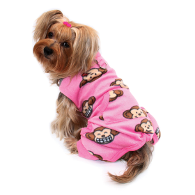 Silly Monkey Front Sleeveless Fleec Pajamas (Color: pink, size: s)