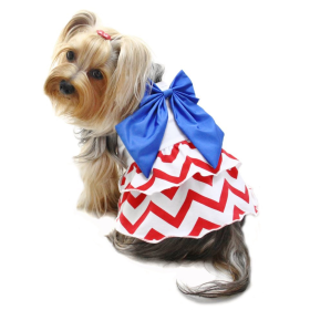 Patriotic Red/White/Blue Large Bow Sundress (Color: Red/White/Blue, size: l)