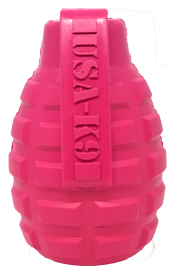 USA-K9 Puppy Grenade Durable Rubber Chew Toy & Treat Dispenser for Teething Pups (Color: pink, size: large)