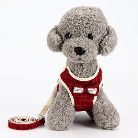 Dog Breathable Mesh Harness with Leash Pet Walking Harness with Cute Bows Adjustable Training Vest (Color: Red, size: s)