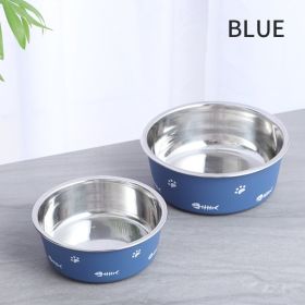 Dog Bowl Cat Bowl For Food And Water, Stainless Steel Pet Feeding Bowl, Durable Non-Skid Insulated Heavy Duty With Rubber Bottom For Medium Large Dogs (Color: Blue, size: m)