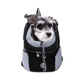 Portable Travel Backpack Outdoor Pet Dog Carrier Bag Mesh (Color: black, Type: Pet Supplies)